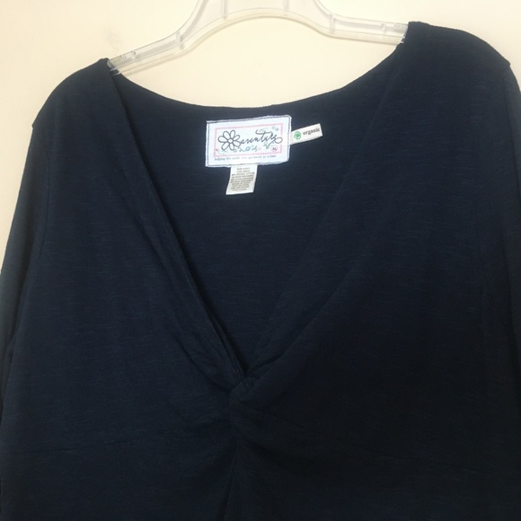 Aventura Organic Cotton Knit V-neck Knot Shirt Top - Picture 4 of 5